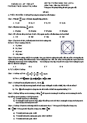Đề thi thử vào Lớp 10 THPT môn Toán (Có đáp án)